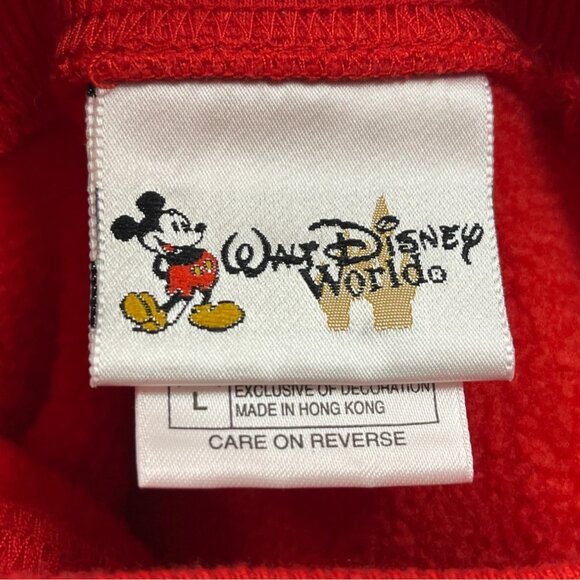 Walt Disney World Red Pullover Sweatshirt With Mickey & Minnie Embroidery Size L - Picture 5 of 7